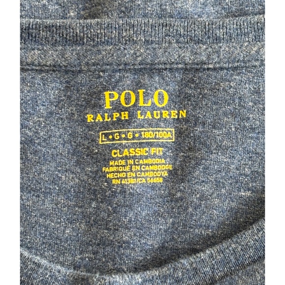 Polo Ralph Lauren Men’s Blue Heathered Jersey Pocket T-Shirt (Size L) - Picture 5 of 7